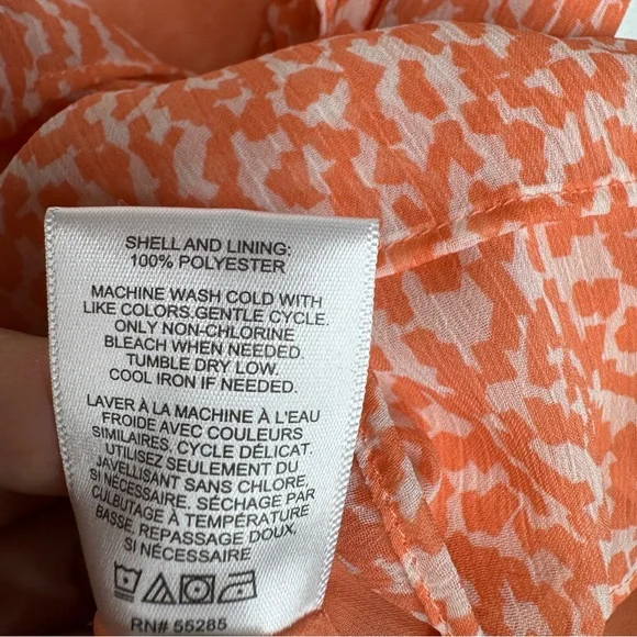 Express Orange/White Print Textures Ruffle Wrap Peplum Tank Top Women's Size L - Picture 9 of 9